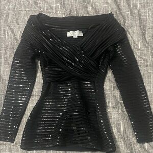 St. John Elegant Black Sequin Top